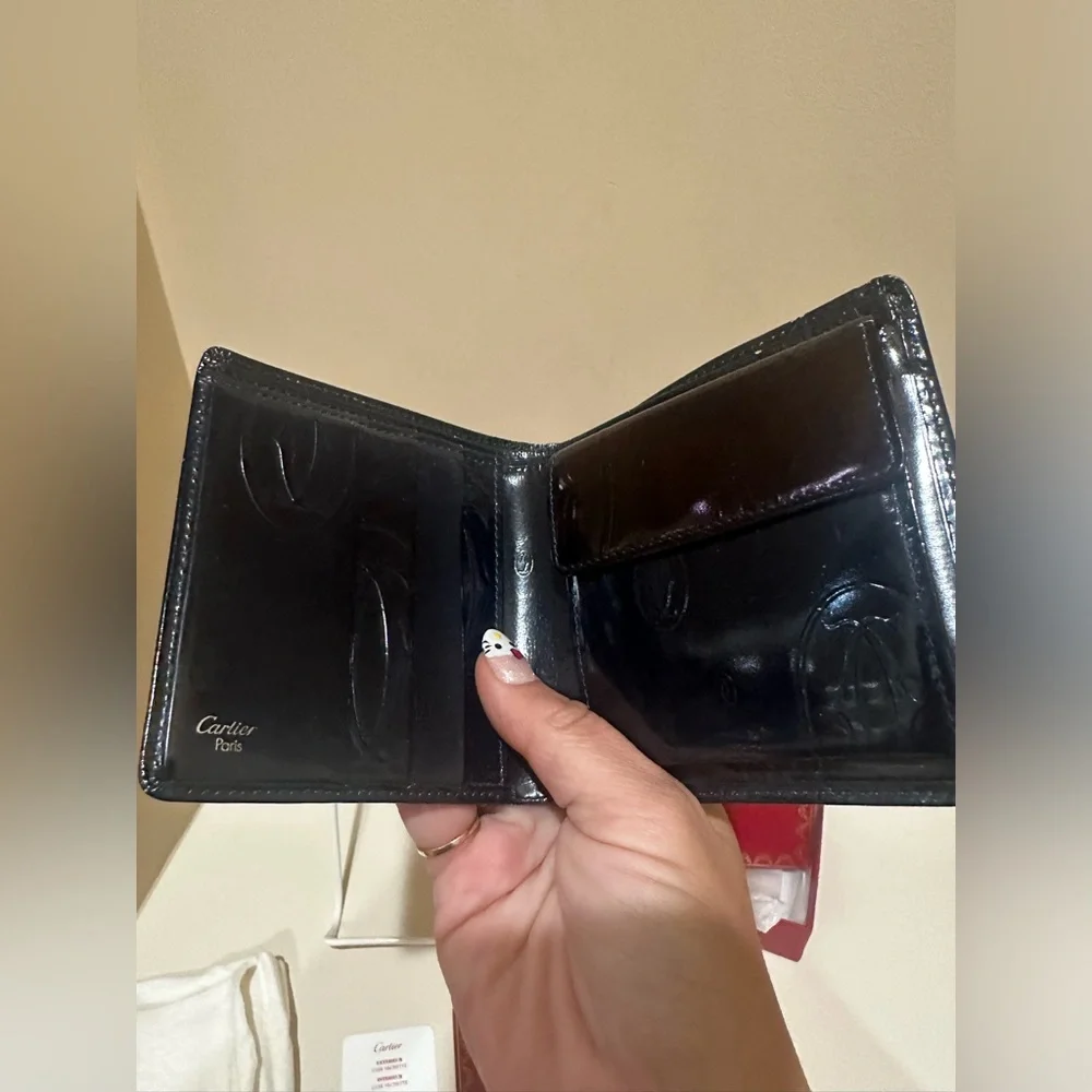 Cartier Happy Birthday Black Mens Wallet W/box and dustbag